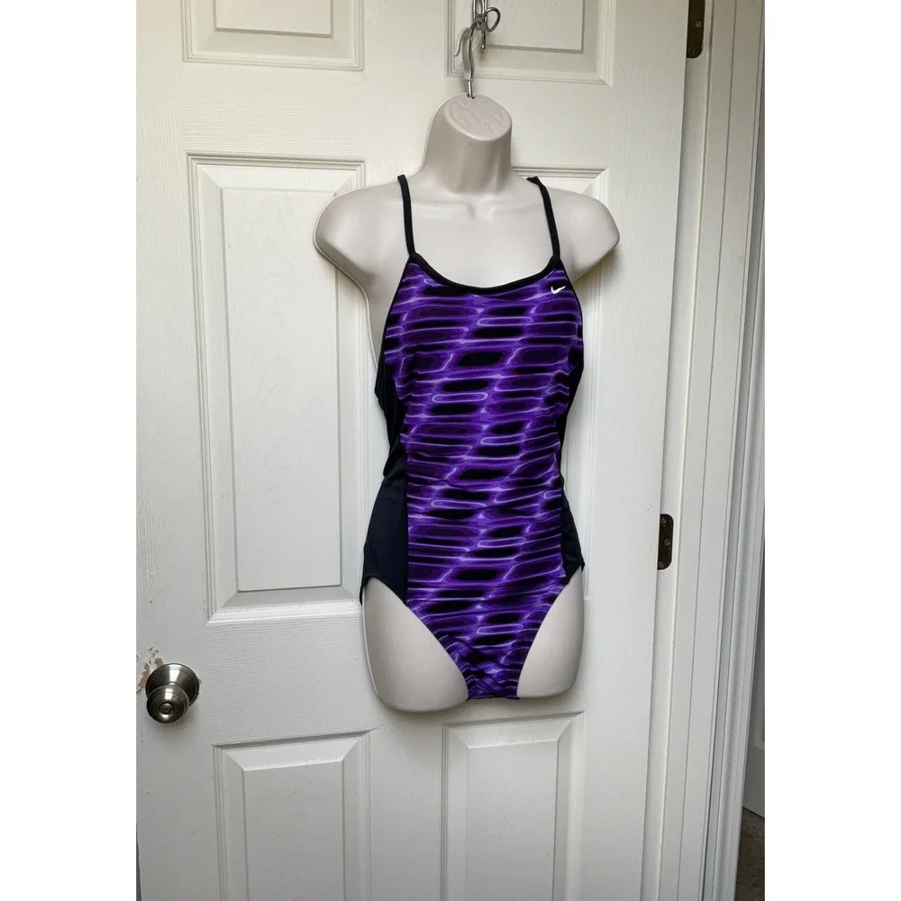 Nike‎ Women's Swimsuit Bathing Suit 12 Athletic Competition Modest Gorpcore Vtg